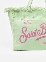 Salbeigrüne Vanity-Einkaufstasche aus Baumwollcanvas