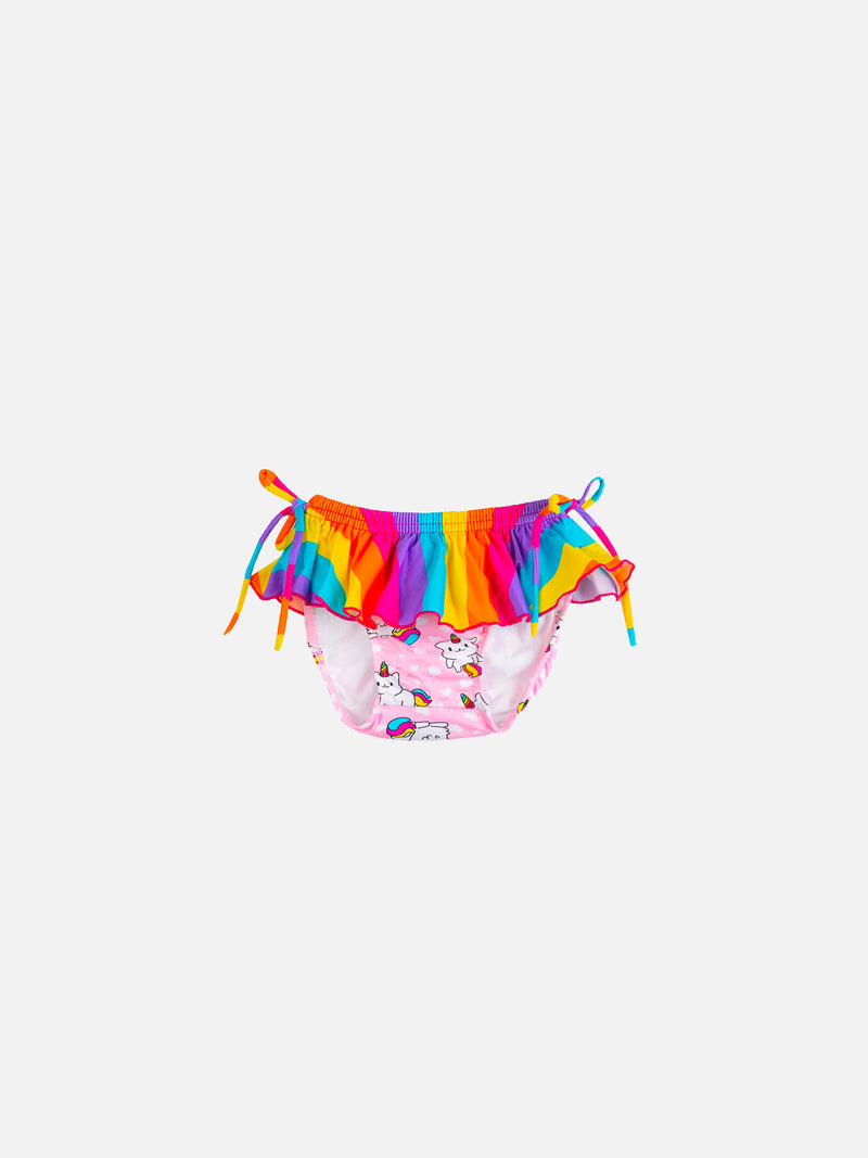 New born swim briefs with unicorn cats print