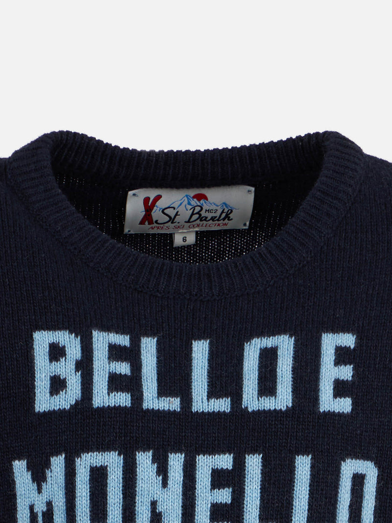 Boy crewneck sweater with Bello e Monello print