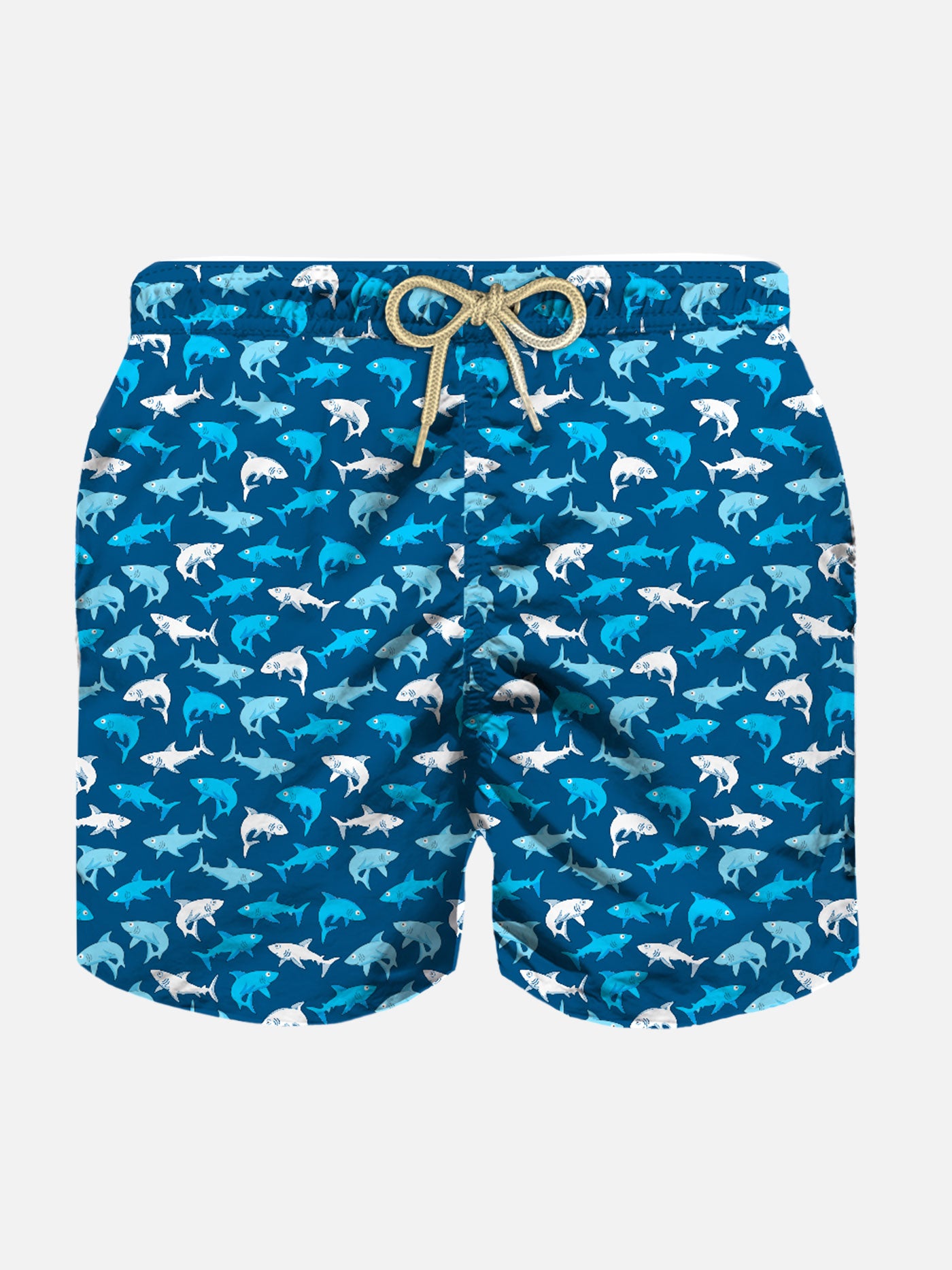 Boy light fabric swim shorts with multicolor sharks print – MC2 Saint Barth