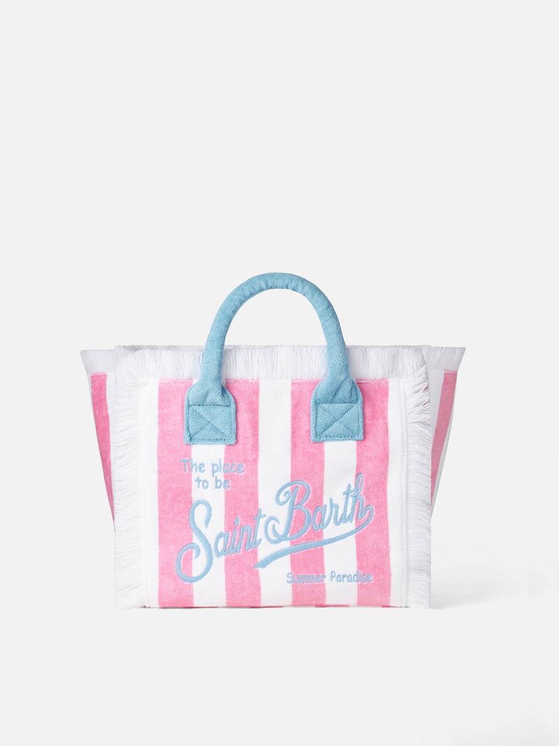 MC2 SAINT BARTH: Colette shopping bag in striped canvas - Pink