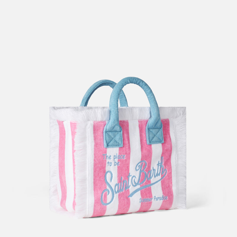 MC2 SAINT BARTH: Colette shopping bag in striped canvas - Pink