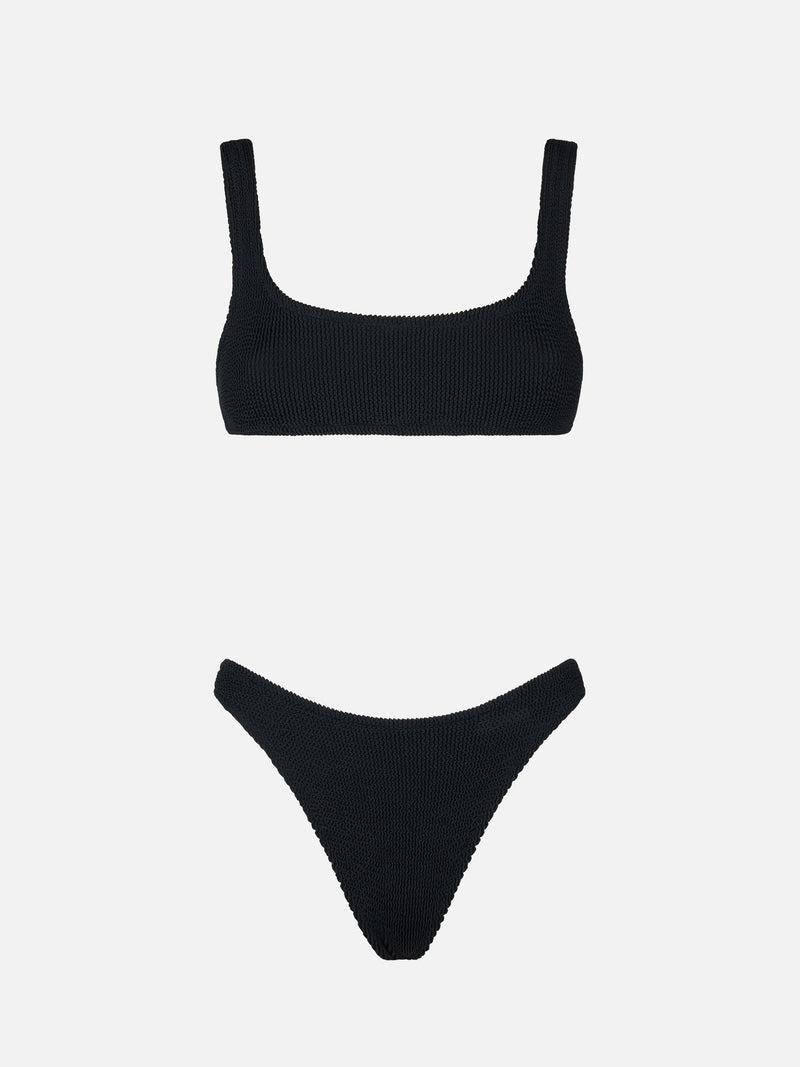 Woman black crinkle bralette bikini – MC2 Saint Barth