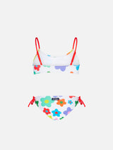 Mädchen-Bralette-Bikini mit mehrfarbigem Gänseblümchen-Print