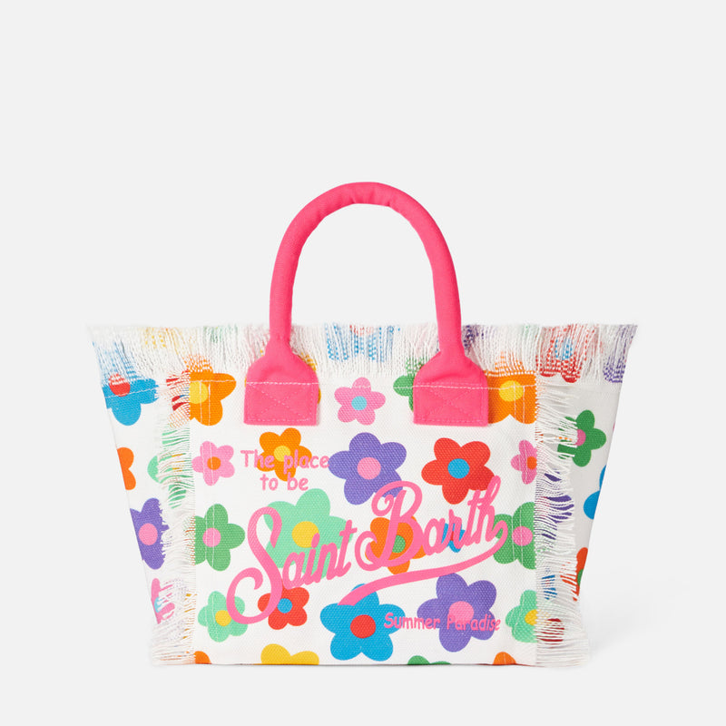 Colette multicolor cotton canvas handbag with flowers print