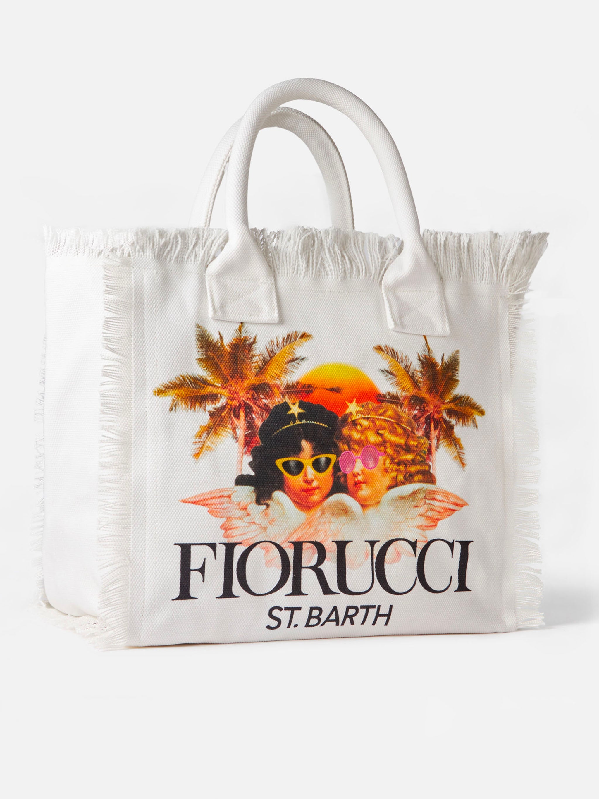 Vanity white canvas shoulder bag with Fiorucci angels print | FIORUCCI ...