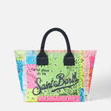 Colette-Handtasche aus Baumwollcanvas mit fluoreszierendem Bandana-Print