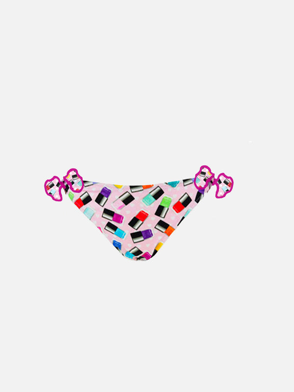 Girl swim briefs with nailpolish print