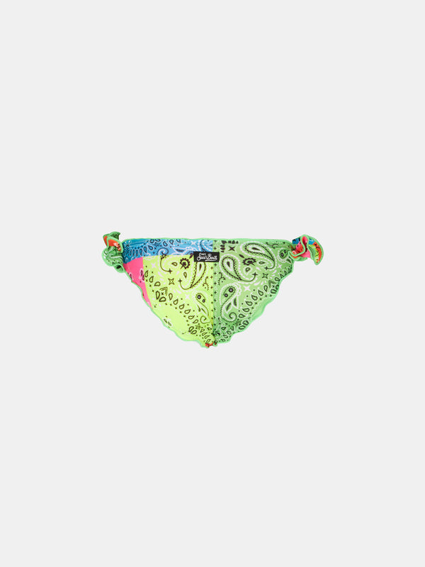 Girl swim briefs with bandanna print