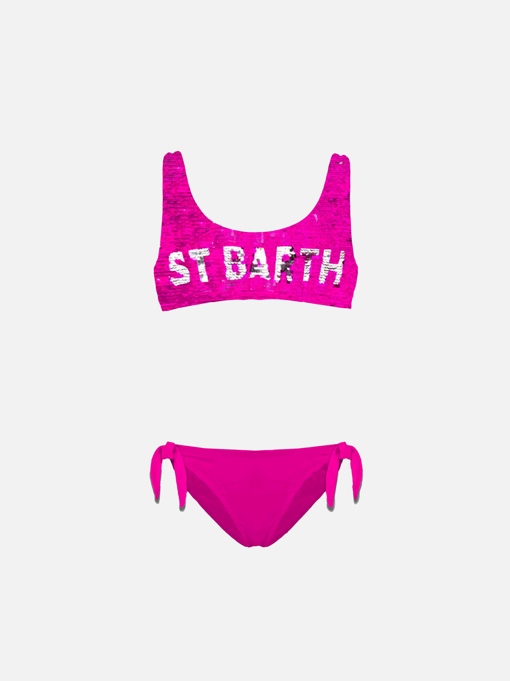 Fucsia sequined bralette with silver logo – MC2 Saint Barth