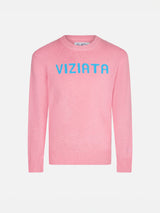 Pink girl sweater with Viziata print