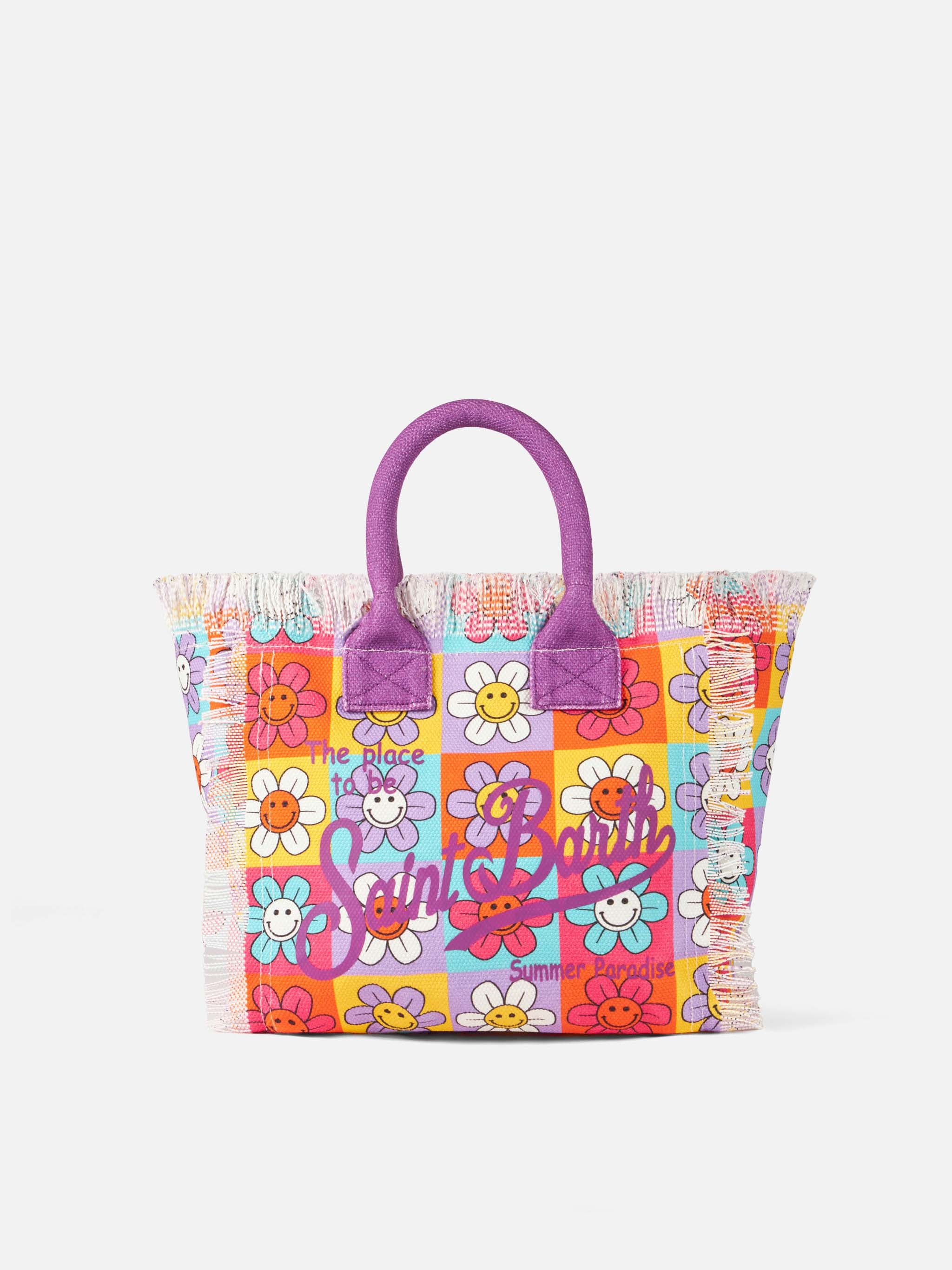 Colette canvas handbag with smiling daisy print – MC2 Saint Barth