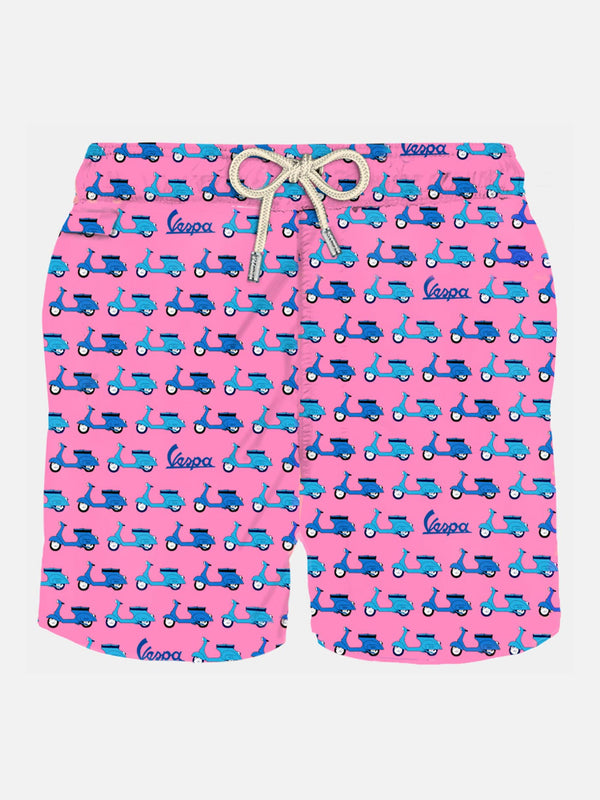 Man light fabric swim shorts with Vespa print | Vespa® Special Edition