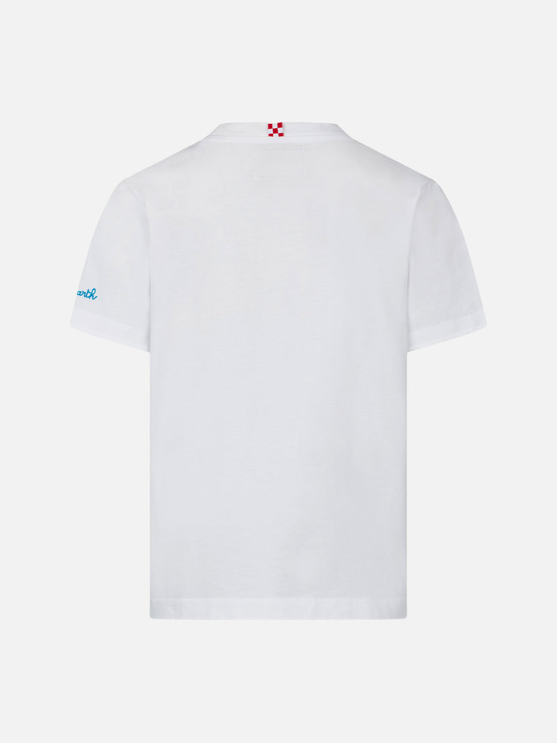 Jungen-T-Shirt mit Mykonos-Stickerei