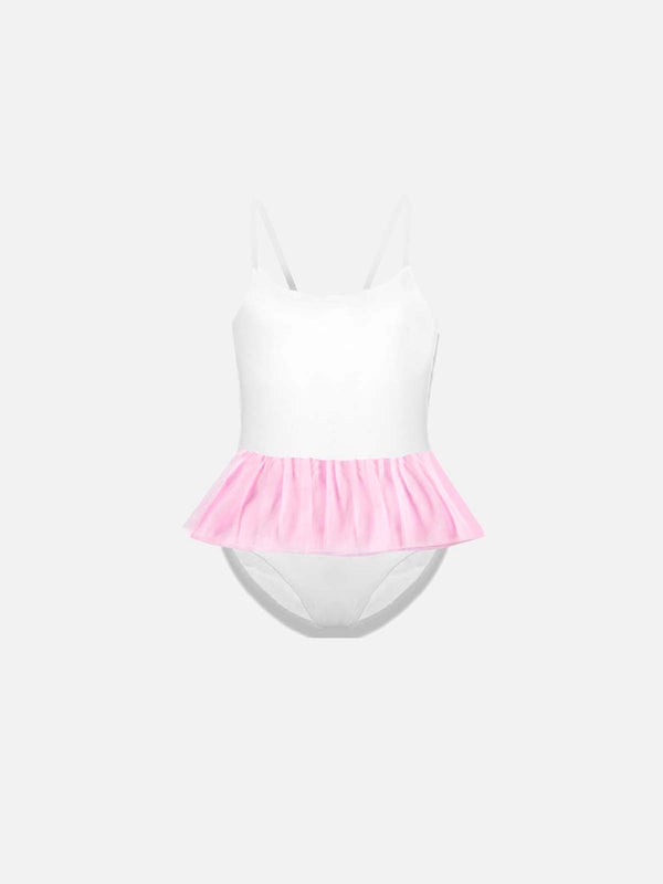 Girl's one piece with tulle ruffle