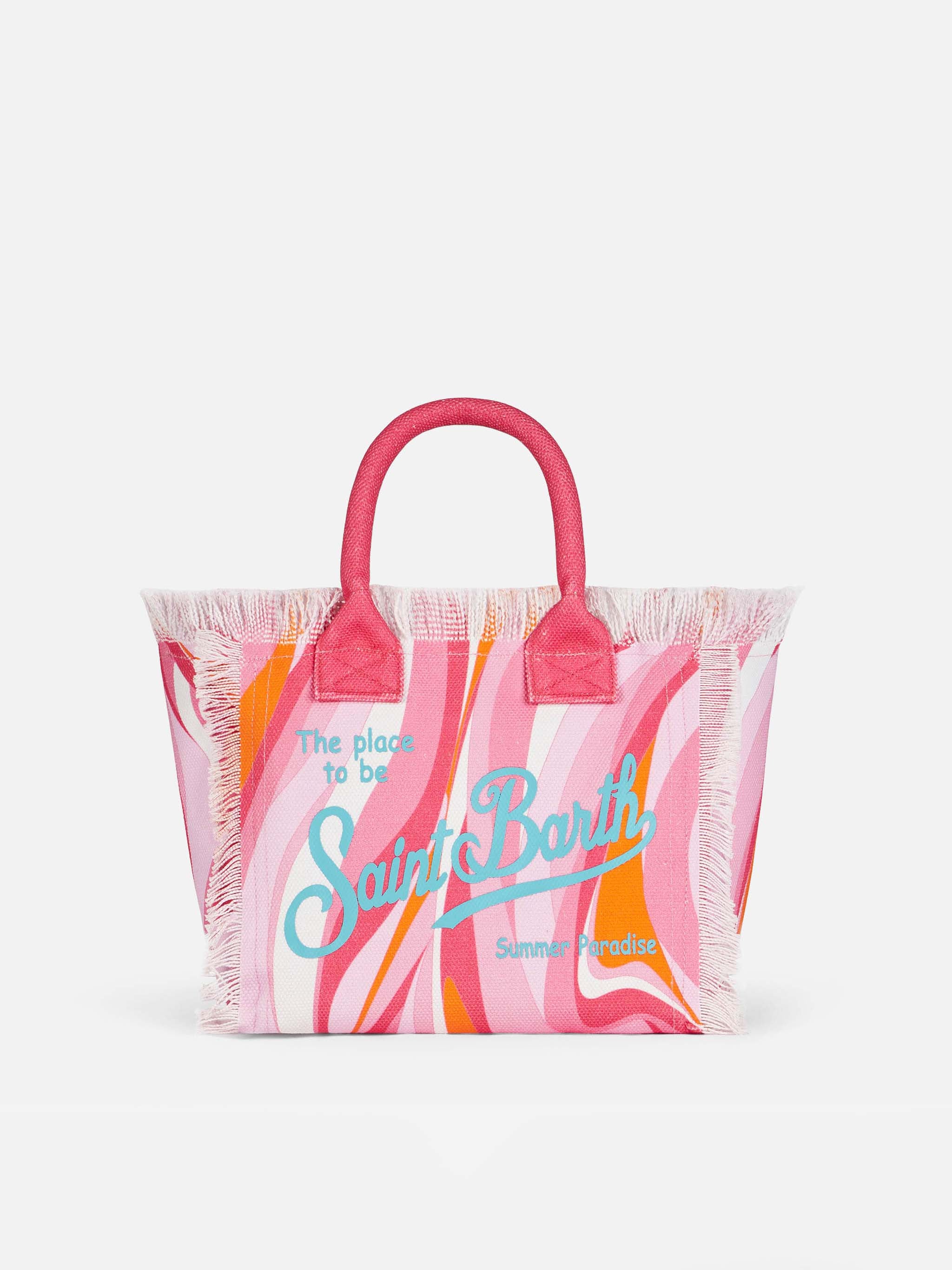 Colette multicolor cotton canvas handbag with wave print – MC2 Saint Barth