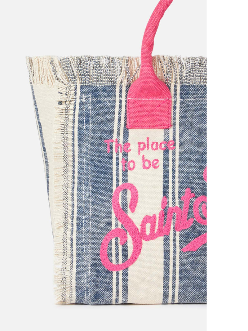 MC2 SAINT BARTH: Colette shopping bag in striped canvas - Pink
