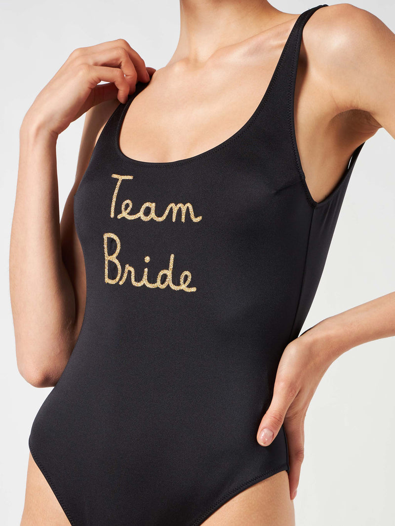 Woman one piece swimsuit with Team Bride embroidery – MC2 Saint Barth