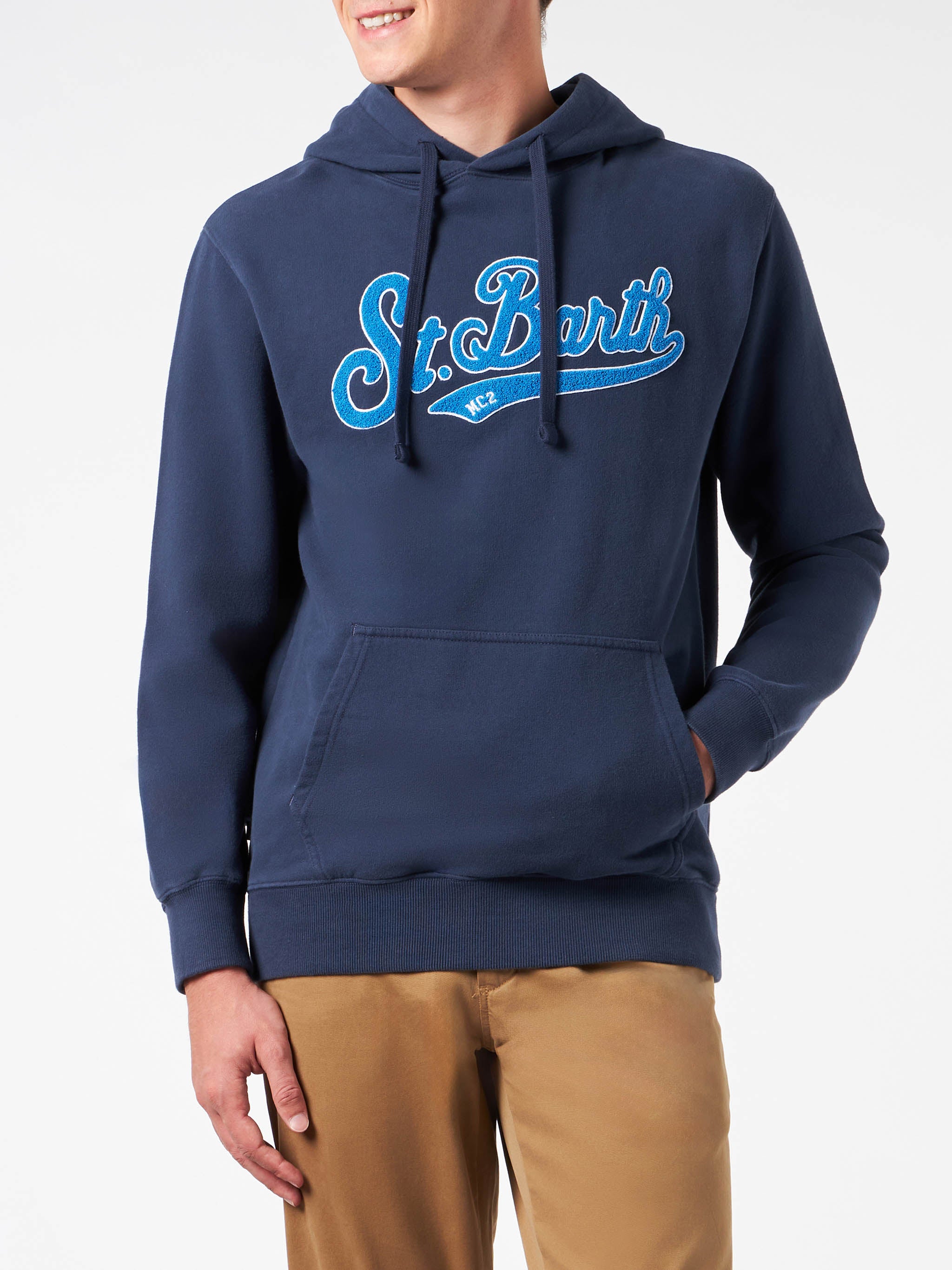 Man blue hoodie with St. Barth terry patch – MC2 Saint Barth