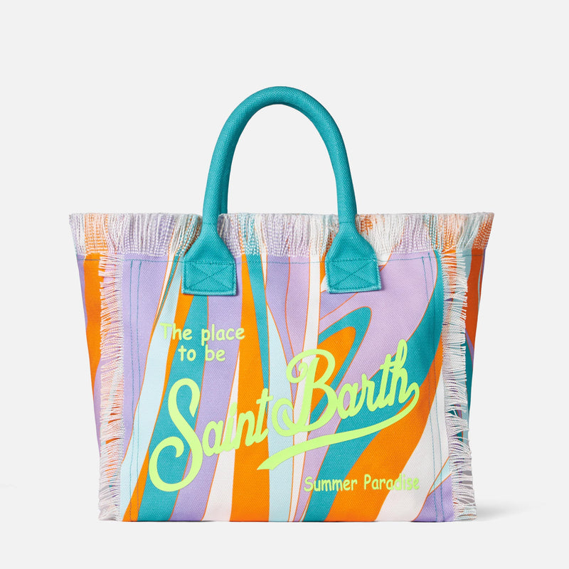 MC2 SAINT BARTH: Vanity shopping bag in canvas with paradise print