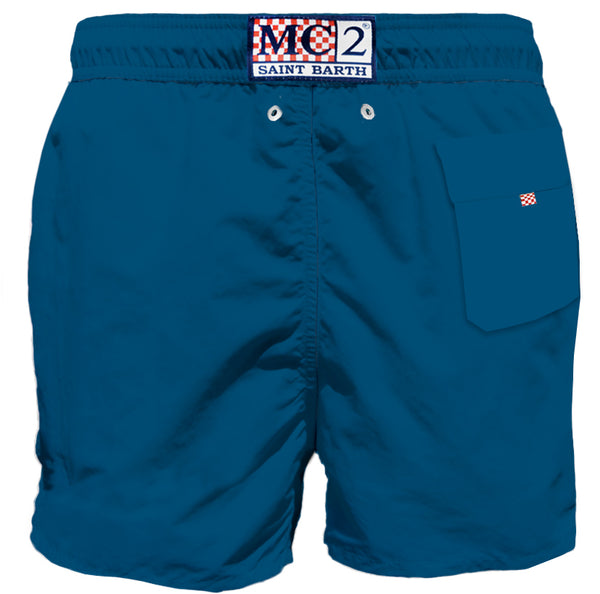 Blaue Herren-Badeshorts mit Tasche