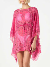 Fluo pink bandanna print caftan