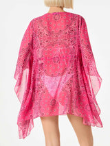 Fluo pink bandanna print caftan