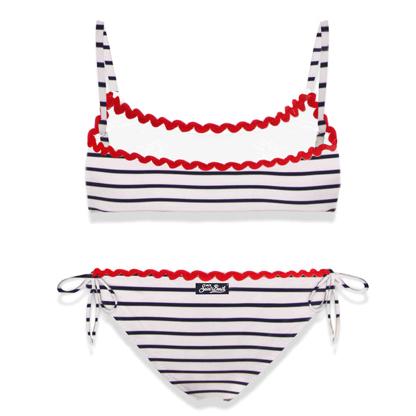 Mädchen-Bikini-Badeanzug mit Cannes-Stickerei