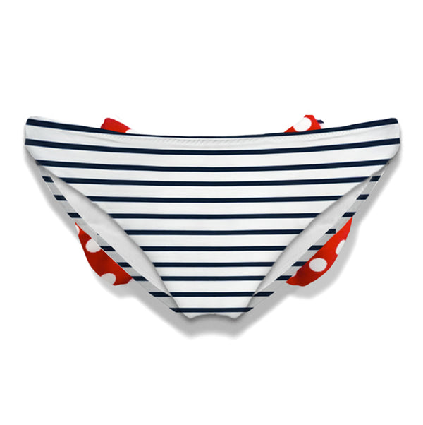 Slip da bagno da bambina con fiocco a pois