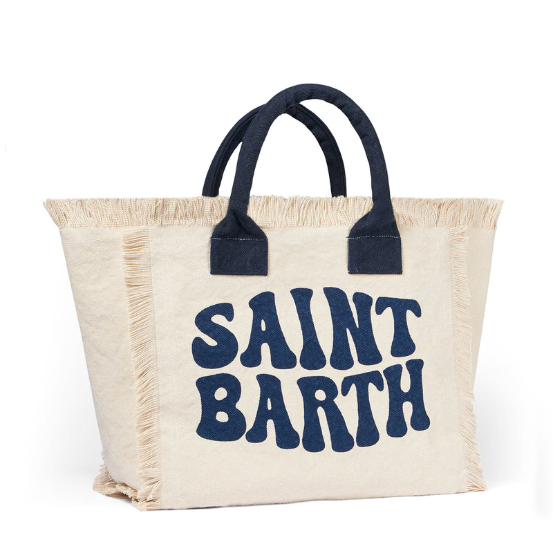Mc2 Saint Barth Vanity White Canvas Shoulder Bag With Fiorucci
