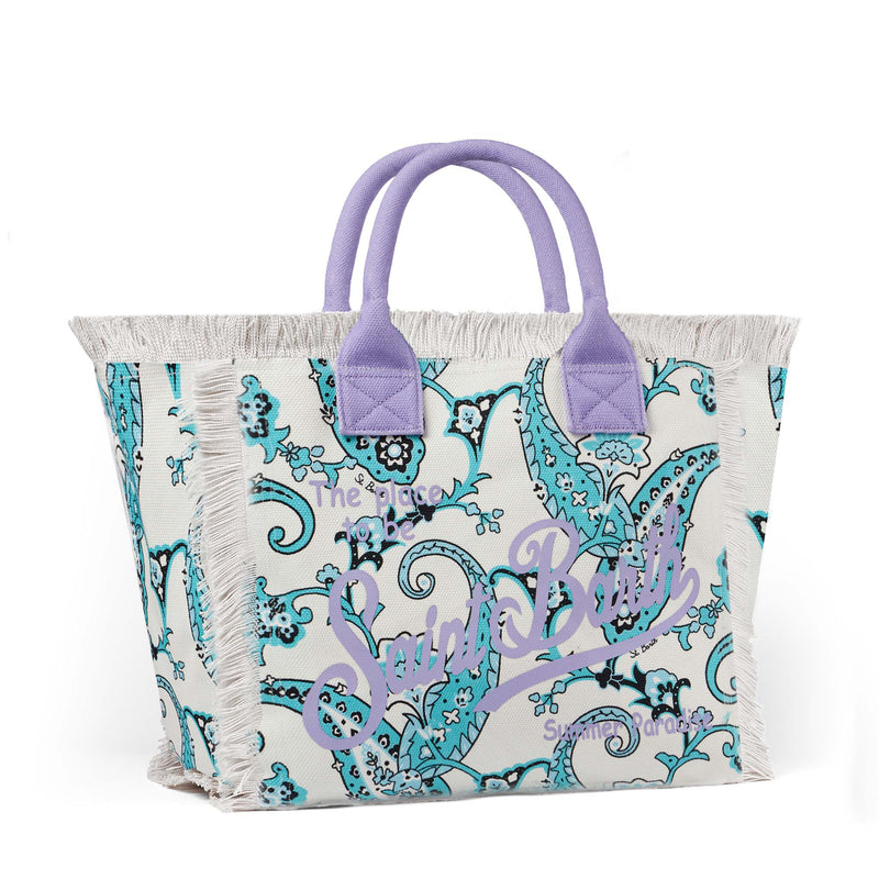 Borsa a spalla Vanity in canvas con stampa paisley