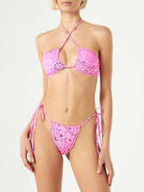 pink bandeau Woman – bandanna bikini with Barth MC2 Saint print